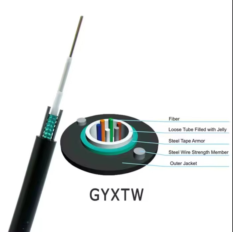 Kabel Serat Optik Luar GYXTW 12 Inti Uni-Tube Light Aerial Armored Single Mode
