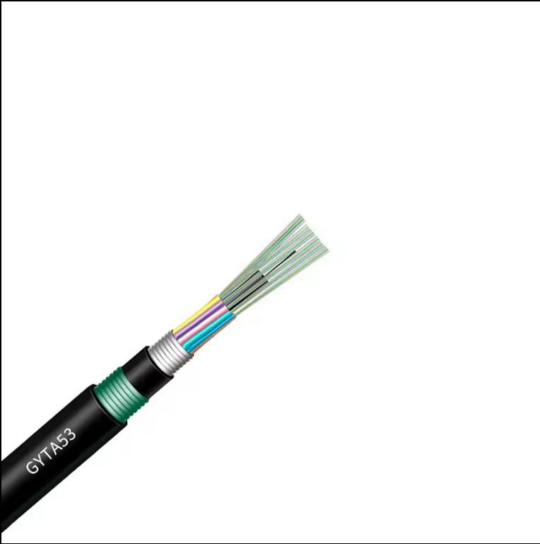Outdoor Fiber Optic Cable GYTA53 2-144 Core Armored Double Jacket diterapkan untuk udara / langsung terkubur