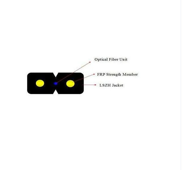 FTTH Drop Cable Indoor 1/2 core Bow-Type FRP/Steel