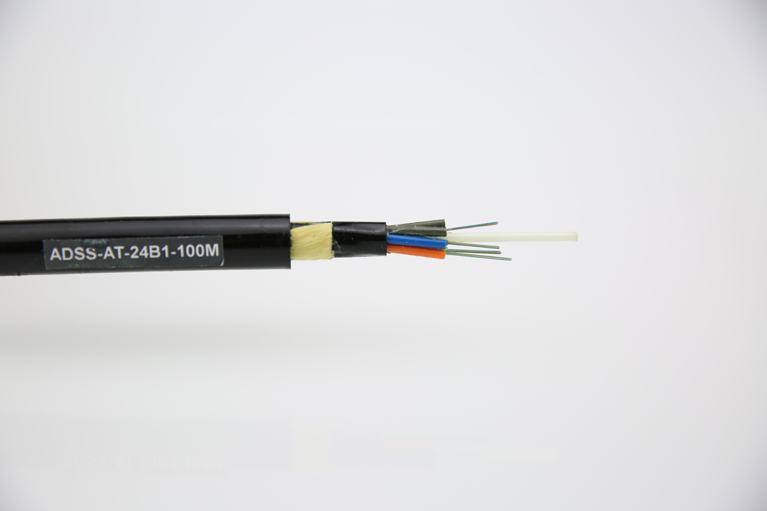 2-144 Inti Kabel Optik Udara Semua Dielektrik Mendukung Sendiri ADSS Jacket Ganda