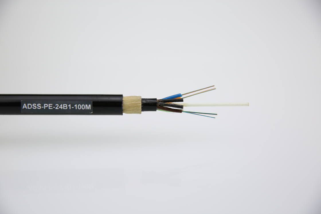 2-144 Inti Kabel Optik Udara Semua Dielektrik Mendukung Sendiri ADSS Jacket Ganda