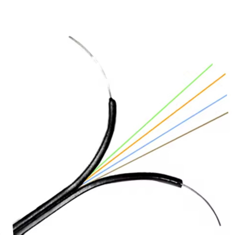 G657A 4 Inti FTTH Kabel Serat Optik Kabel Datar GJXH Baja Kekuatan Anggota