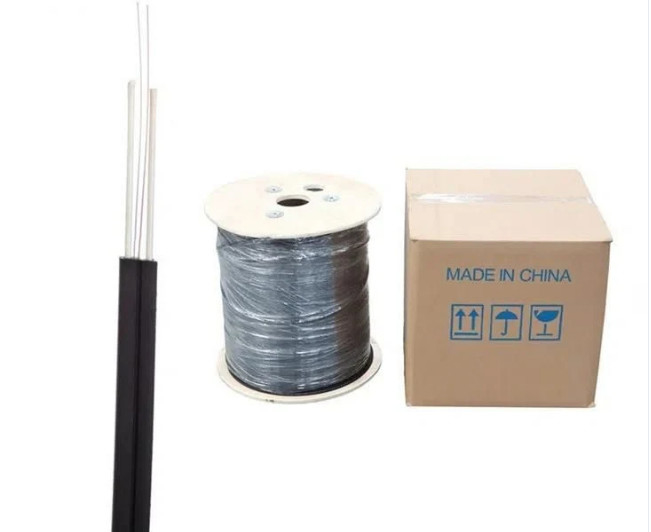 FTTH Drop Kabel Single Mode 1-2 Core GJXFH FRP Kekuatan Anggota