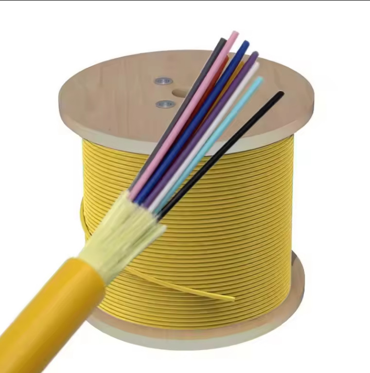 Tight Buffe PVC LSZH Sheath Kabel Optik Indoor GJFJV 4-48 Inti
