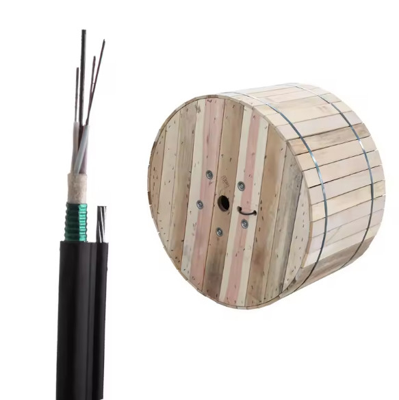 Aerial GYTC8S Armored Gambar 8 Kabel dengan pita baja 24 36 48 72 Core G652D Kabel serat optik