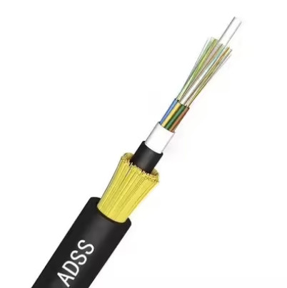 Long Span Self Supporting Aerial ADSS Kabel Double Jacket Kabel Serat Optik 2-36 Inti