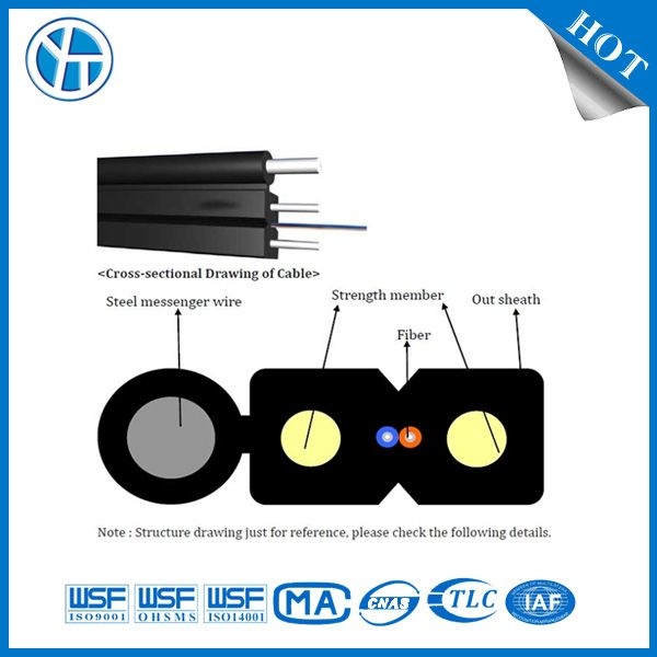 200N Kekuatan Tarikan Indoor FTTH Drop Kabel Yofc Serat untuk Konektivitas Tanpa Sambungan