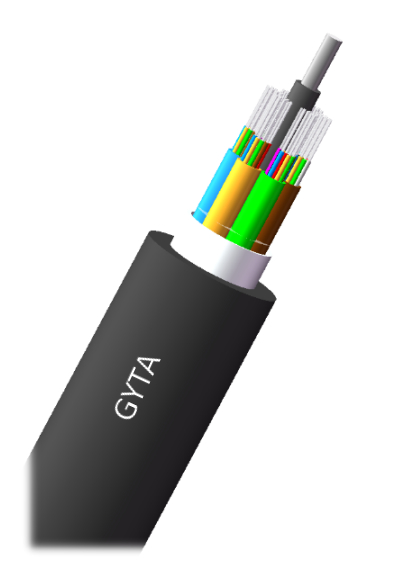 2-144 inti GYTA pita aluminium bergaris baja kabel optik