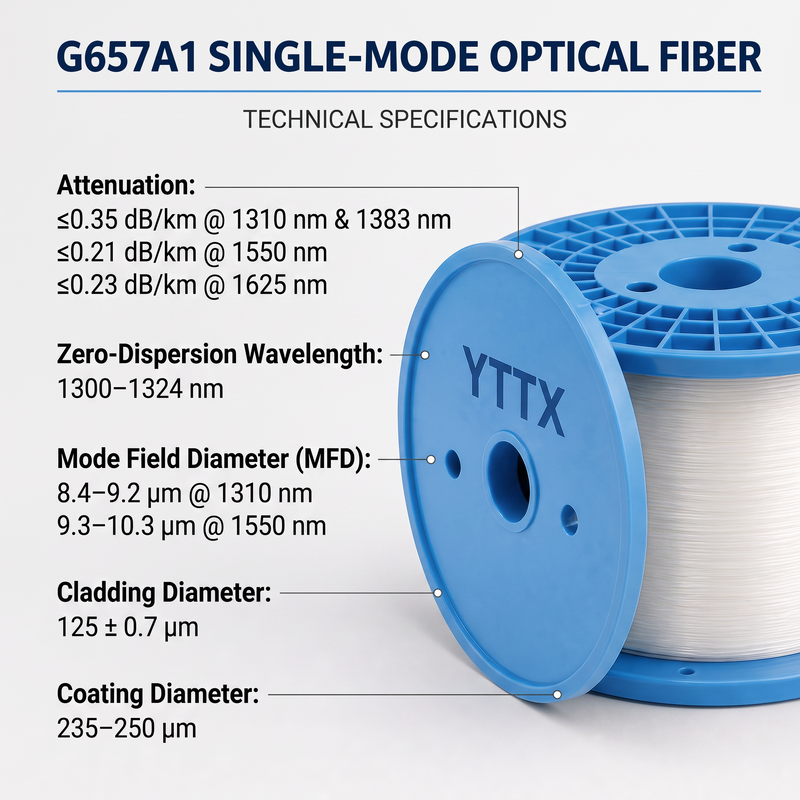 FPV Serat SM serat G657A1 50/60KM Tensile 60-70N Ultra-low loss attu